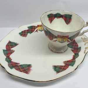 Royal Adderley New Brunswick Tartan Tea Cup and Snack Plate Souvenir Fine Bone China Vintage