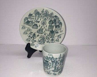 Nymolle Hoyrup Cup and Plate Made in Denmark 4 7/8 " x 2 3/8 "