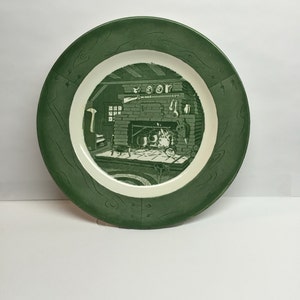 Royal China Colonial Homestead Green Round  Dinner Plate- 10 inch