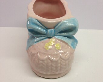 Vintage Rubens Pink Baby Bootie Planter Vase