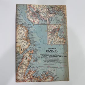 1967  Eastern Canada Map 1967  Atlas Plate 20  National Geographic &quot;25&quot; x 19&quot;