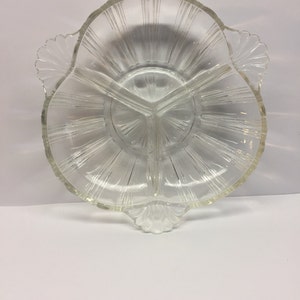 Hazel Atlas Relish Dish Clear Depression Glass  Sunray Price Reduced CHIPPED