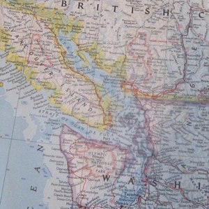 Washington, Oregon, Idaho, Montana, and Wyoming Map United States North Western Map 1960