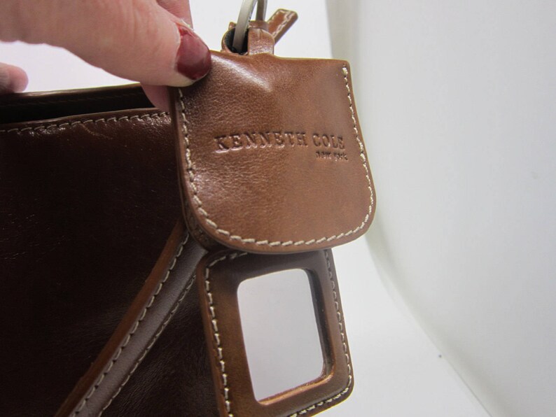 Elegant Kenneth Cole Purse Brown Leather Mirror - Etsy