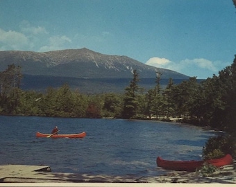 Maine Mt. Katahdin Postcard 1950s Vintage Togue Pond Maine