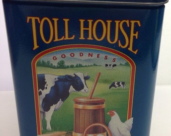 Vintage Nestle Toll House Cookies Tin  limited Excellent condition with recipe/25 cents off coupon insert original rare