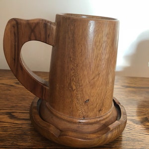 Beer Stein with Coaster Monkey Pod Waikiki Woods