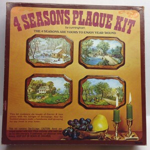 Vintage Currier & Ives Four Seasons Decoupage Plaque Kit