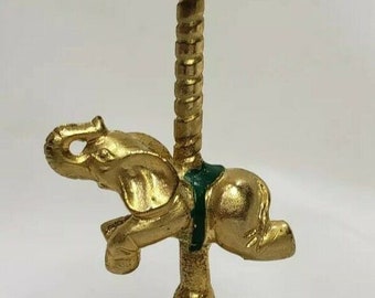 Spoontiques Carousel Elephant Gold Pewter #583  Miniature Carousel Elephant Crystal Ball