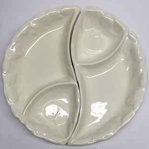 Vintage White Chip and Dip California Pottery 1960 Vintage