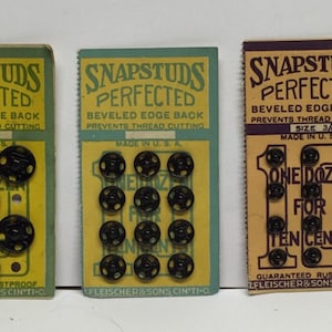 Snap Studs Vintage Black 3 sizes Craft Sewing