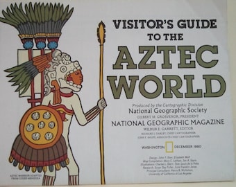 Mexico City Map 1980 Visitors Guide to the Aztec World Map National Geographic