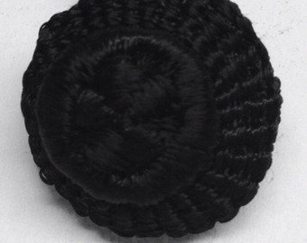 Black Buttons Hand Crocheted  String Hand  Buttons Handmade  5 Matching Buttons Antique 3/4 inch