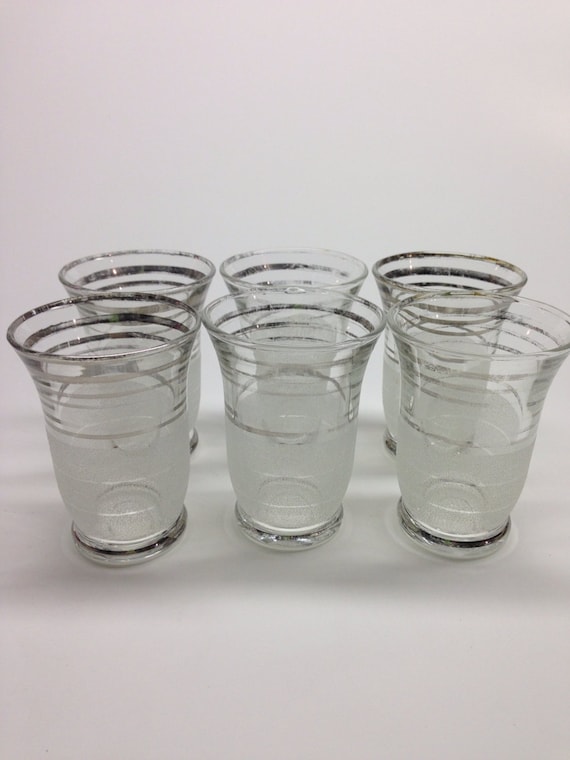 JUICE GLASSES With Silver Trim 4 Oz Set of 6 Etsy
