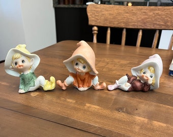 Set of 3 Adorable Vintage Homco Pixies Elves # 5213