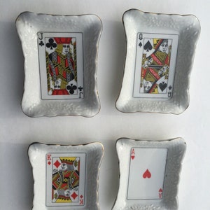Vintage Spielkarte Porzellan Schmuckstücke: Ass, König, Dame, Bube