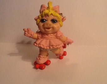 Vintage Miss Piggy Muppet 1993 Vintage McDonalds Baby Miss Piggy on Red Roller Skates