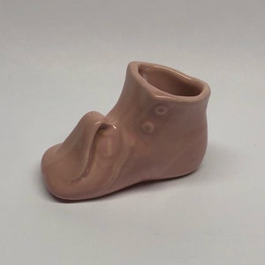 Vintage McCoy Porcelain Bootie Planter Pink Girls Baby Shoe Baby Bootie Shower Gift Nursery Decor