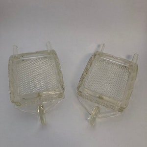 vintage Pressed Glass Garden Cart Brouette Cendrier Candy Dish L.E. Smith Crystal Set of 2