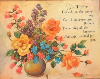 Wooden Floral Plaque with  Mothers Day Poem