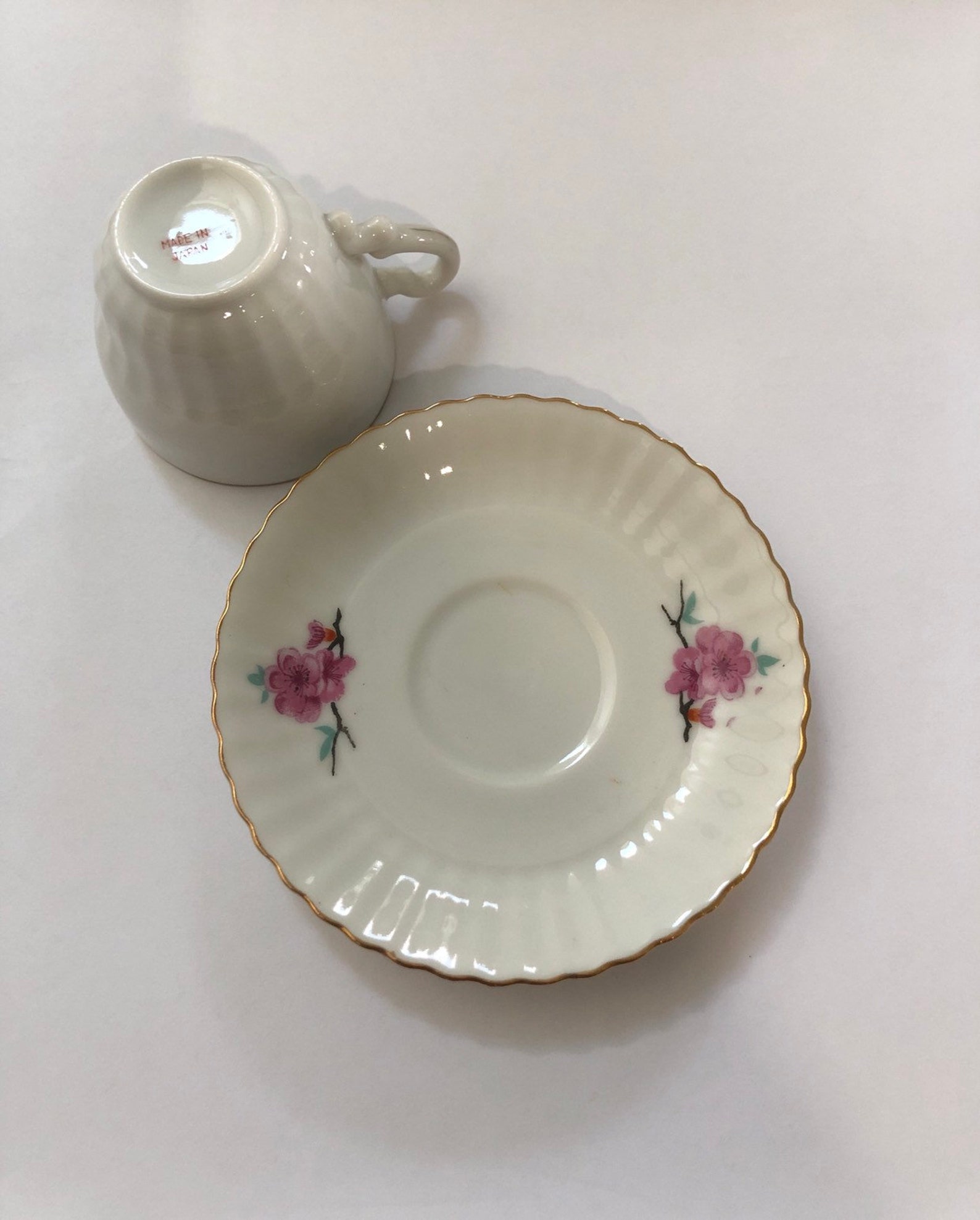 Vintage Demitasse Cup and Saucer Made in Japan Apple Blossoms Etsy