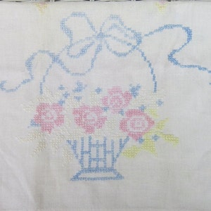 Embroidered Table Runner Dresser Scarf Linen