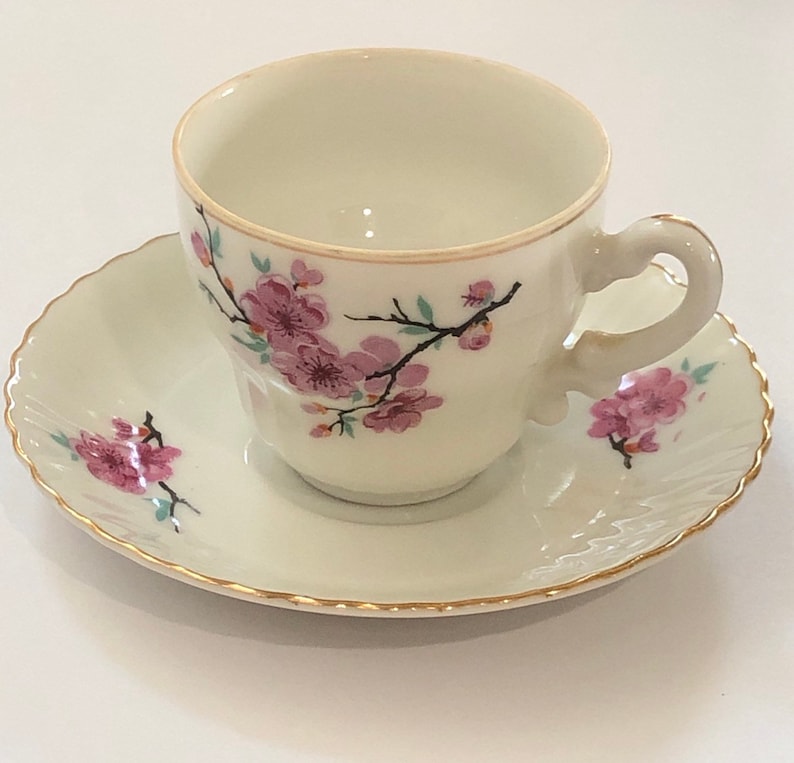 Vintage Demitasse Cup and Saucer Made in Japan Apple Blossoms Etsy