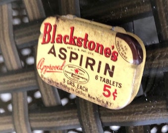 Vintage Advertising Blackstones 5 cent Aspirin Tin Full