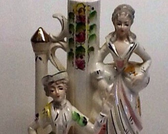 Wales Pottery Japan Figural Boudoir Lamp Victorian Couple