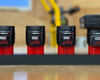 4 Battery Wall Mounted Holder For Milwaukee M12 Batteries