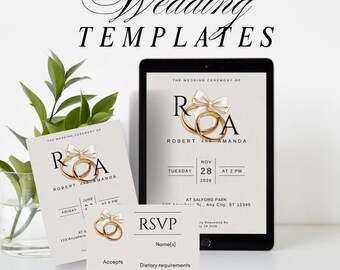 Editable Wedding Invitation & RSVP Template, Canva (Digital Download)