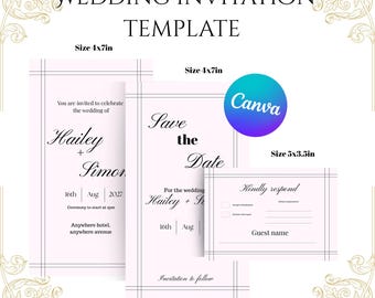 Editable Wedding Invitation Set | Canva Template (Digital Download)