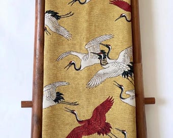 Manta tejida japonesa con grullas, tapiz con pájaros en vuelo, decoración de arte japonés, cubrecama de algodón para sofá.