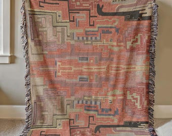 Rijksmuseum 1925 Art Deco Woven Blanket: Colorful Geometric Pattern, Abstract  Art Tapestry