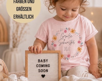 Grosse Schwester Shirt | Bio Baumwolle | Schwangerschaftsverkündung | Geschenk zur Geburt 2027