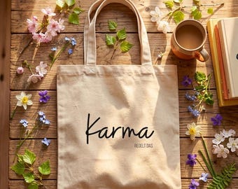 Karma will sort it out – Organic Cotton Tote Bag | Tote Bag with Saying | Aesthetic Tote Bag | Sustainable Gift for Him & Her