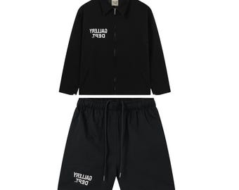 Unisex Oversized Two Piece Set Lightweight Zip Up Jacket with Shorts