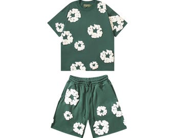 Unisex Oversized Floral Print Matching T-Shirt & Shorts