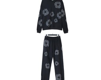 Unisex Oversized Floral Hoodie & Sweatpants Tracksuit Set