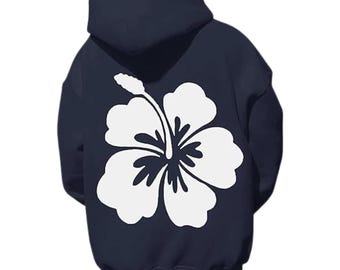 Felpa con cappuccio oversize da donna con stampa di fiori di ibisco