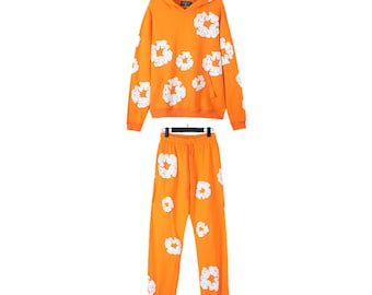 Unisex Floral Hoodie & Sweatpants Oversized Two Piece Tracksuit