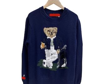 Unisex Polo Oversized Teddy Bear Pullover Sweater