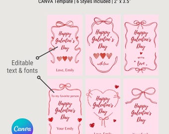 Editable Galentine's Day Gift Tag Template | Easy Customize Canva Instant Download