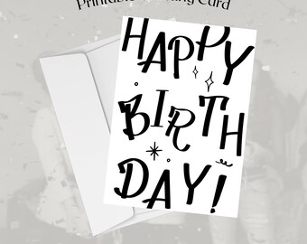 Minimalist Happy Birthday Card | Modern Printable Design (Digital Download)