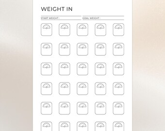 Weekly Weight Tracker Printable | A4 Letter PDF to Track Body Weight and Progress Easily