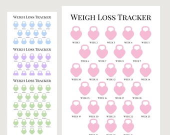 26 Week Weight Loss Tracker Printable 6 Month Undated Weekly Weigh In Tracker PDF