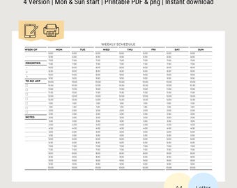 Weekly Planner Undated Printable & Digital