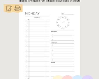 Afdrukbare dagplanner per uur, ongedateerd schema (pdf)