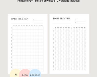 Calendario imprimible de seguimiento de hábitos anual sin fecha de una página para mantener la constancia durante todo el año.