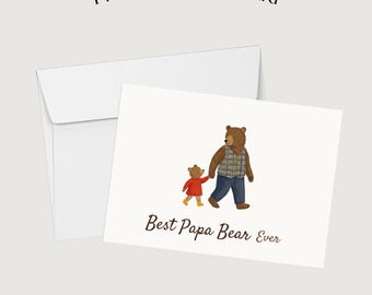 Papa Bear Printable Card, Father's Day Gift (Digital Download, Printable A7 Envelope Included)
